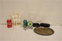 Misc. Jewelry, Glasses, Tray, Ribbon, & Insulator