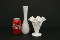 Milk Glass Vase x 2