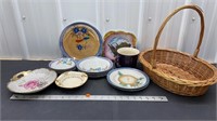 Basket of Assorted decorative dishwear