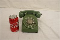 Vintage 70s Olive Green Rotary Dial Phone