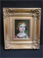 GILT FRAMED OIL (YOUNG WOMAN) SIGNED WOLFE