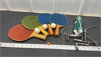4  Ping Pong Paddles, Net and Clamps