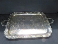 DOUBLE HANDLED SILVER PLATE SERVING TRAY