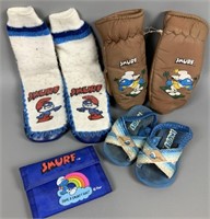 Child's Smurf Slippers, Mittens, Sandals & Wallet