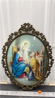 Ornate metal framed religious picture (9.5" x