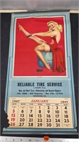 1947 pinup wall calendar from Reliable Tire