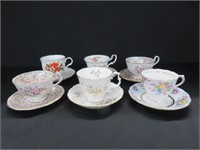 6 BONE CHINA CUPS WITH SAUCERS