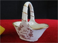 1991 Enesco 50th Anniversary Porcelain Basket