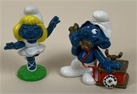 2 Vintage Smurf Figurines