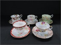 5 BONE CHINA CUPS WITH SAUCERS