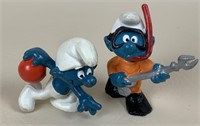 Scuba Diver Smurf & Bowling Smurf Figures