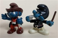 Cowboy & Police Officer Smurf Figures