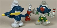 Toothbrushing Smurf & Clown Smurf Figures