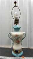 Vintage floral ceramic lamp with glass ball
