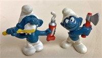 2 Vintage Smurf Figures