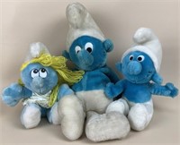 Three Plush Smurf Collectibles
