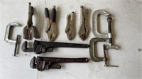 Vise grips, C clamps, pipe wrenches