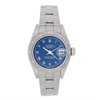 Rolex Oyster Perpetual Date Watch Blue Roman 79190