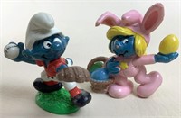 Baseball Smurf & Easter Bunny Smurfette Figures