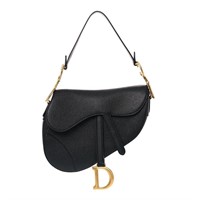 Christian Dior Grained Calfskin Saddle Bag Black