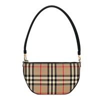 Burberry Cotton Calfskin Vntg Check Olympia Pouch
