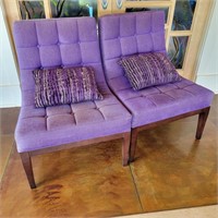 Thayer Coggin Tufted Armless Lounge Chair Pair
