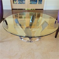 Round Glass top coffee table with contempary
