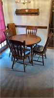 Round table, 2 leaves, 4 chairs
