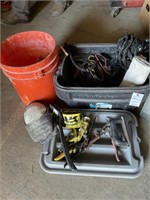Tote of Ropes & Assorted Tools; Tinsnips, edger,