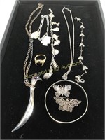 Sterling butterflies, bangle, Mickey bracelet