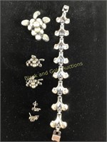 Sterling silver bracelet & earrings
