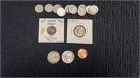 14 Roosevelt dimes/other coins