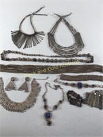 Silver tone necklaces & bracelets