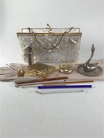 Bag by Debbie & pill box & perfume items