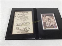 Lou Brock signed card with certificate