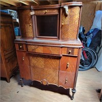 Antique Dresser with glass covered compartment
