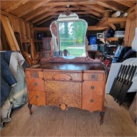 Antique Dresser With Mirror - 3 Drawers