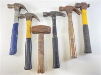 Group of six assorted hammers