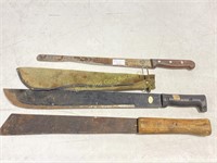 Two machetes and a long knife