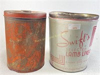 Swift Lamb Livers tin and Coffee tin
