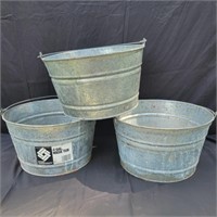 3 - 4gal Galvanized Metal Wash Tub