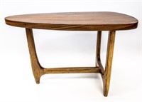 MID CENTURY WALNUT SHAPED TOP TABLE