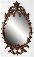 CARVED MAHOGANY OVAL WALL MIRROR