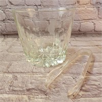 Princess House Etched Glass Ice Bucket with Tongs