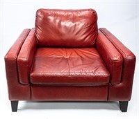 CONTEMPORARY RED LEATHER LOUNGE CHAIR