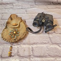 Leather Pouch and Binoculars (7x25)