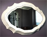 Large White Mirror with Raised Frame