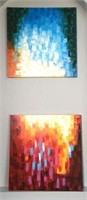 Two Abstract Paintings on Stretched Canvas