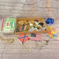Box Lot - Pencils, Wood Toys, Pine Needle