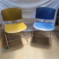 2 Plastic and Aluminum Framed MCM Chairs